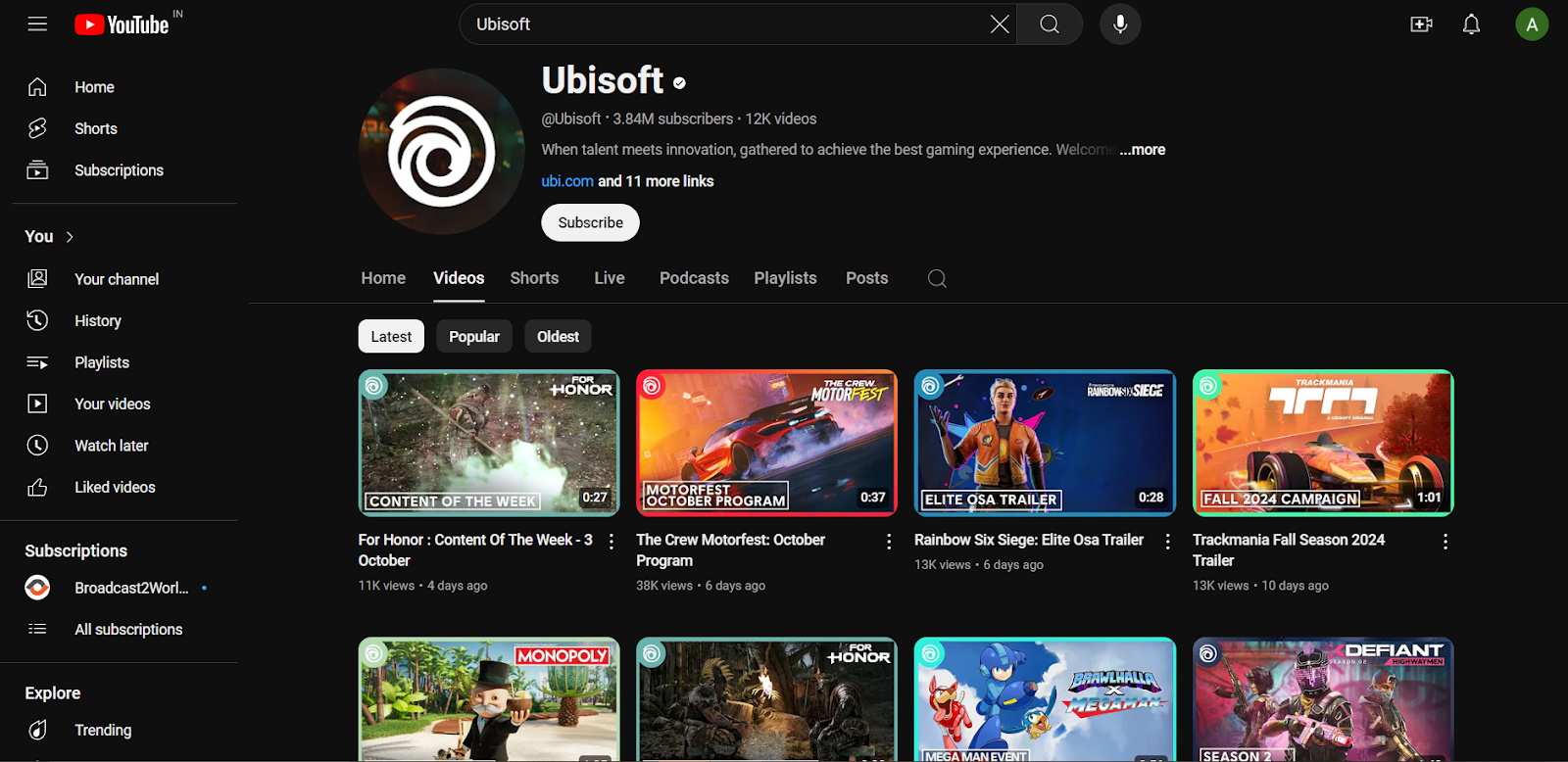 ubisoft youtube channel