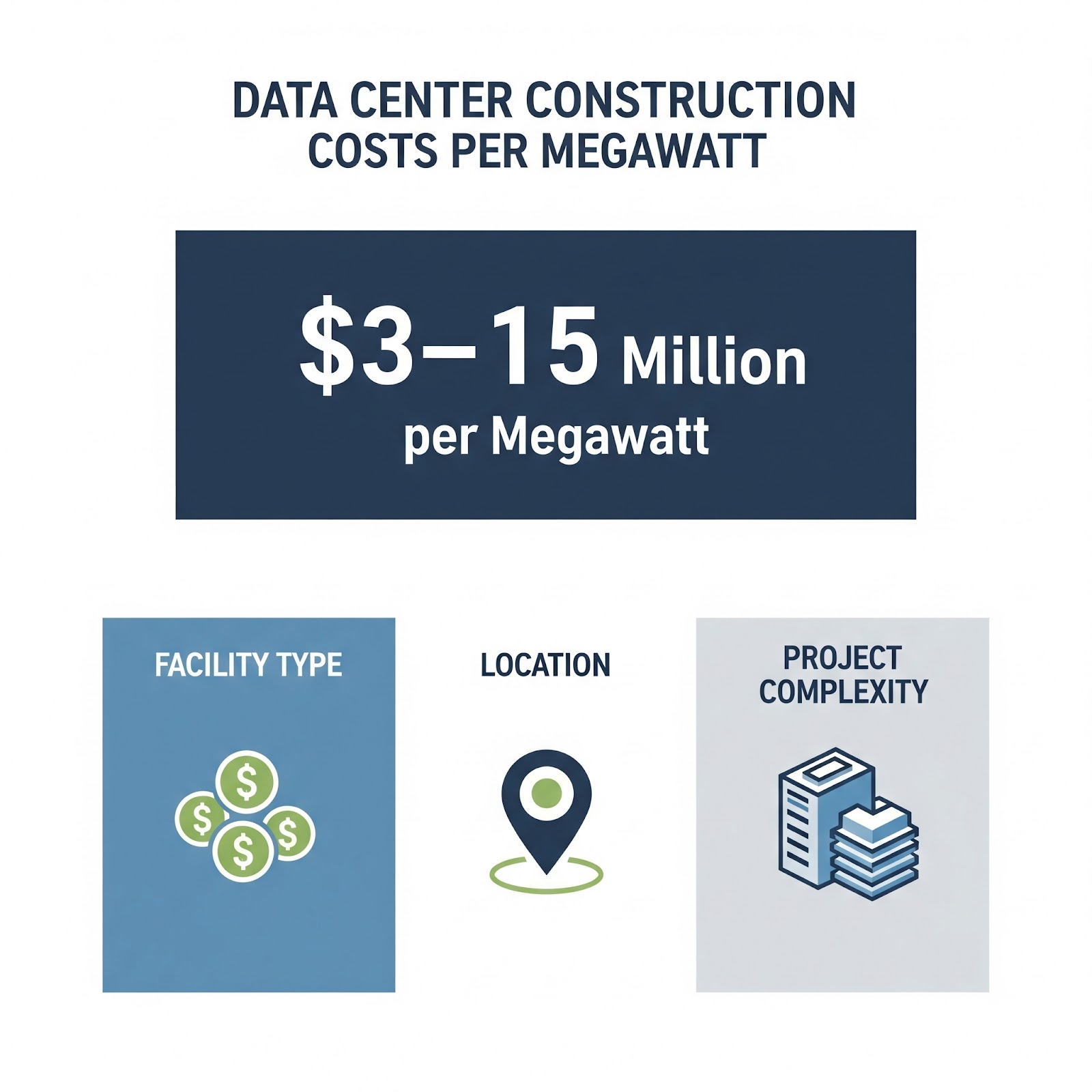 Data center construction companies cost comparison showing pricing by project type