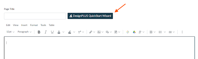 Canvas new page view showing the Design Plus Quick Start Wizard button.