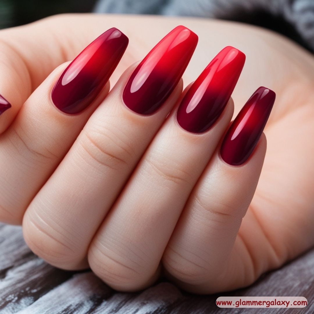 Red Winter Nail Designs having Red Fade
