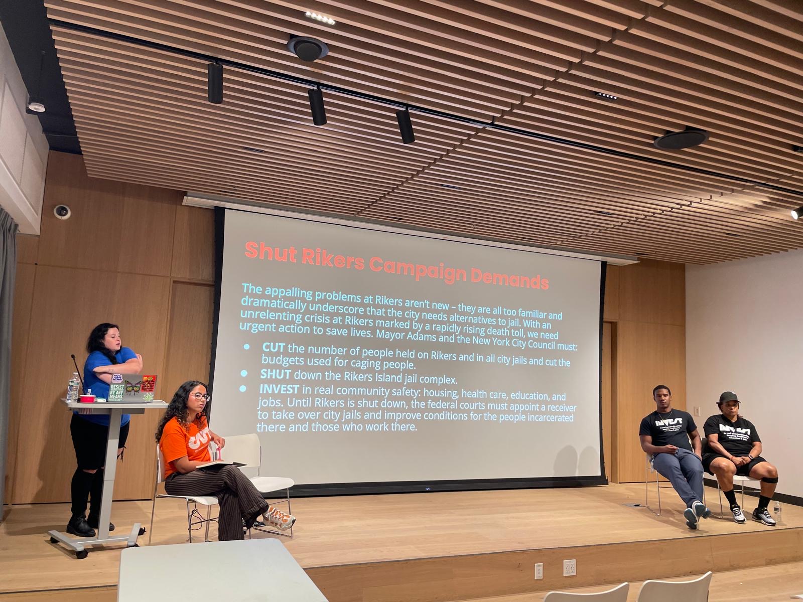 Katal Staff discussed our Shut Rikers campaign at the Brooklyn Heights  Library on August 22.