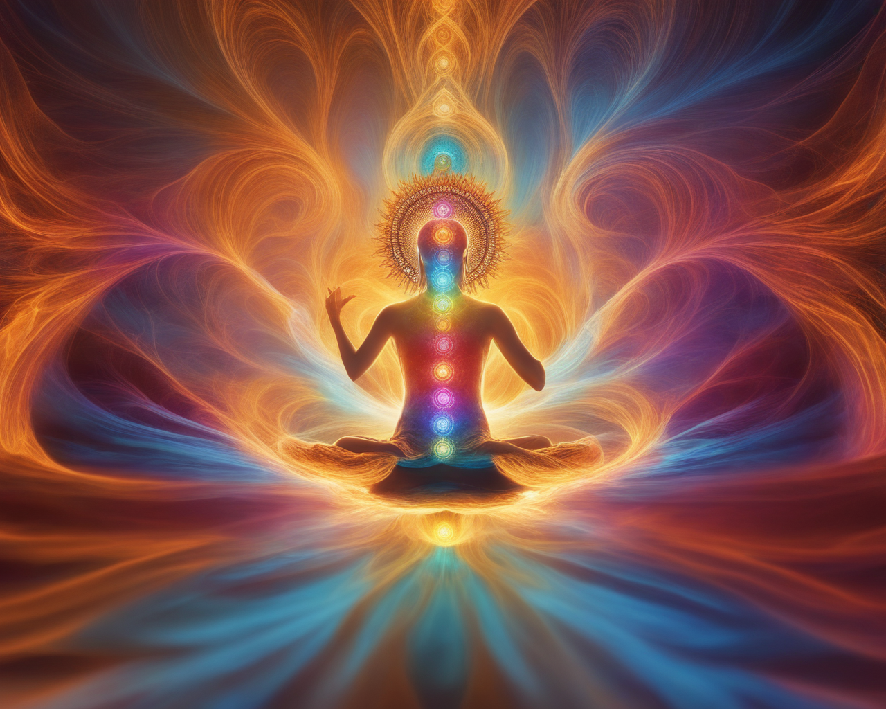 A person meditating with seven chakras

AI-generated content may be incorrect.