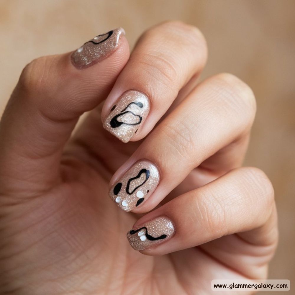 Neutral Fall Nails having Sparkling Neutrals
