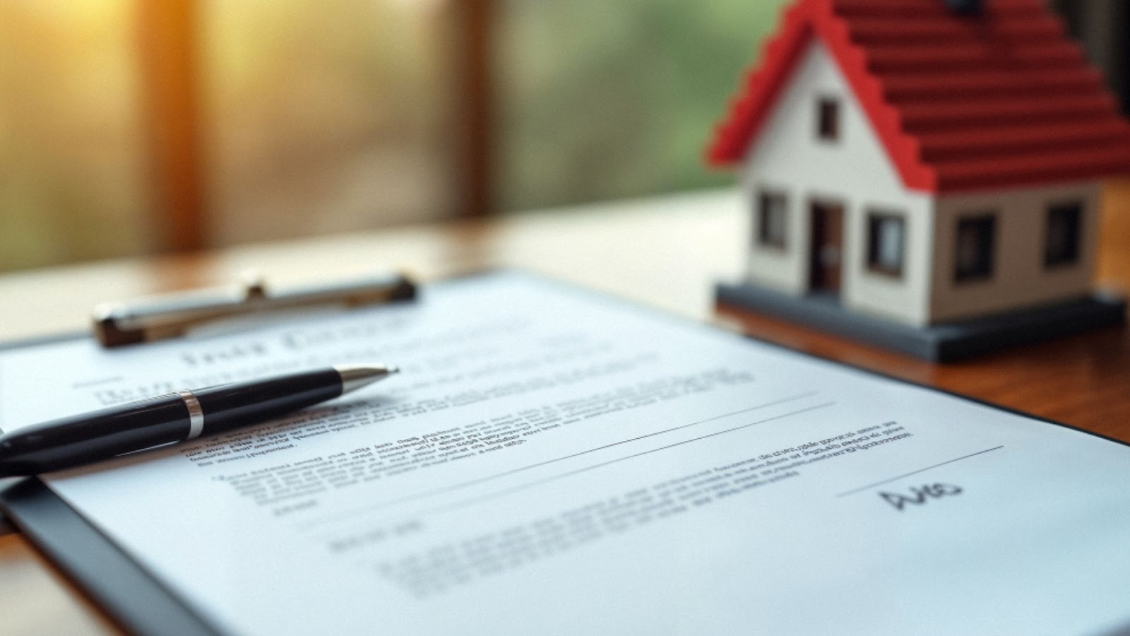 Closeup of real estate legal documents, highlighting for sale by owner compliance risks.