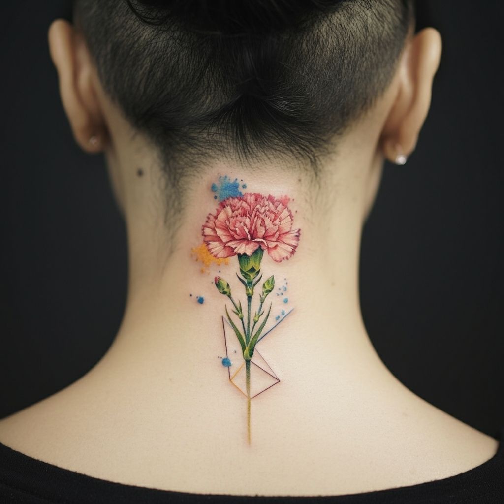 Watercolor Carnation Tattoo