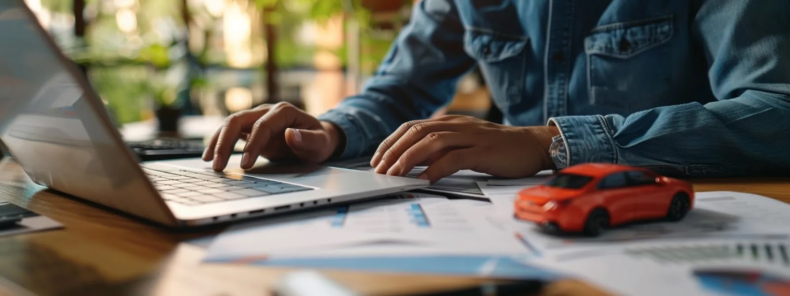 a person carefully comparing multiple car insurance quotes on a laptop, surrounded by papers and notes, highlighting the process of making informed decisions.