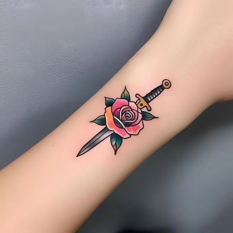 Rose and Dagger Tattoo