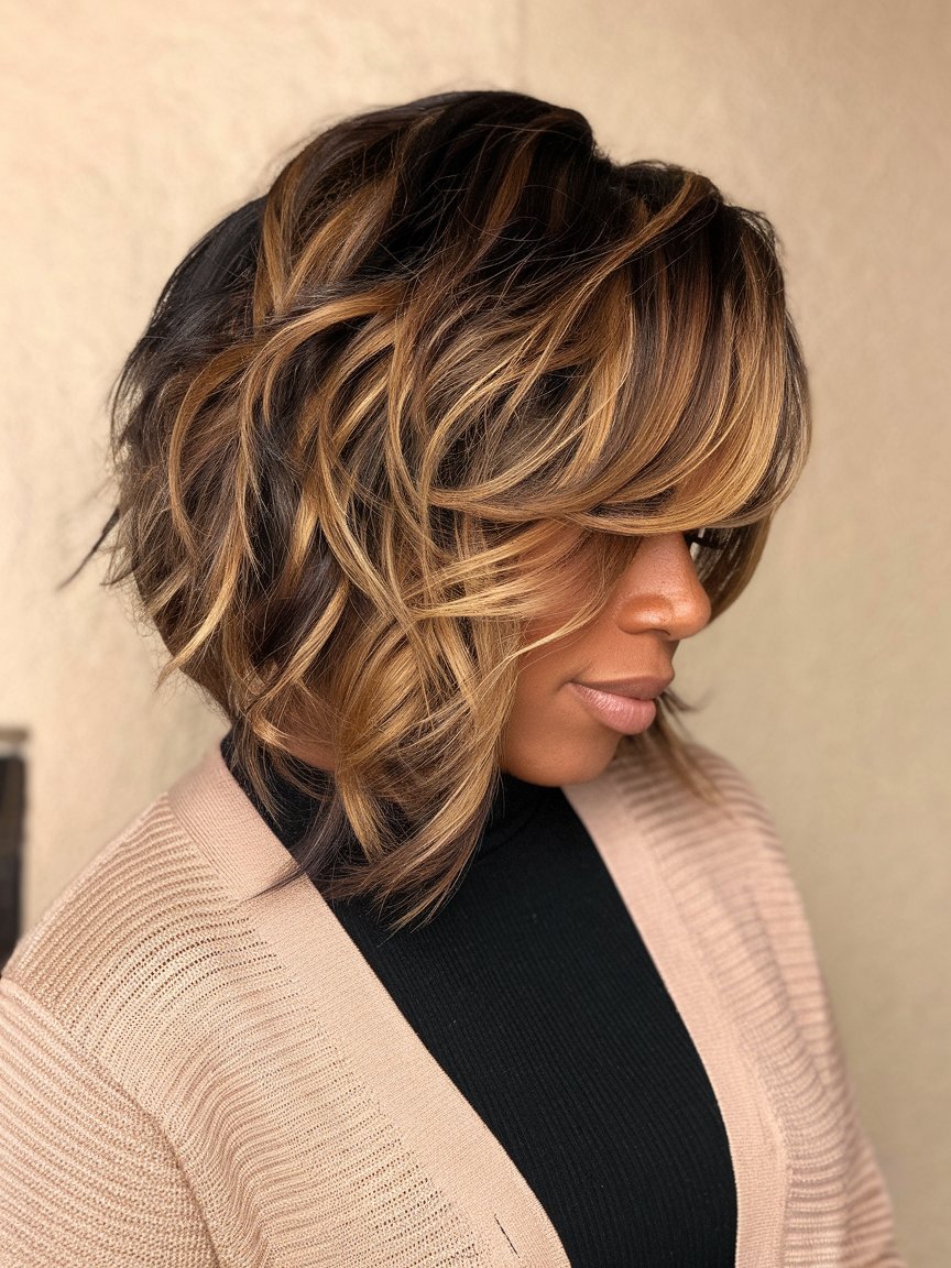 13. Textured Bob with Highlights