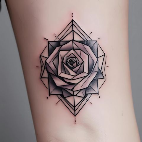 Geometric Rose Tattoo