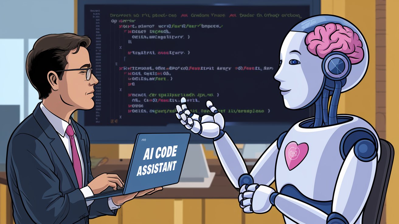 A humorous cartoon of an overzealous AI Code Assistant suggesting a fruit-related code snippet.