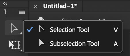 Switching between selection and subselection tools