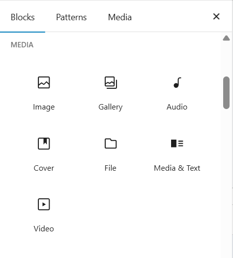 a screenshot of media blocks