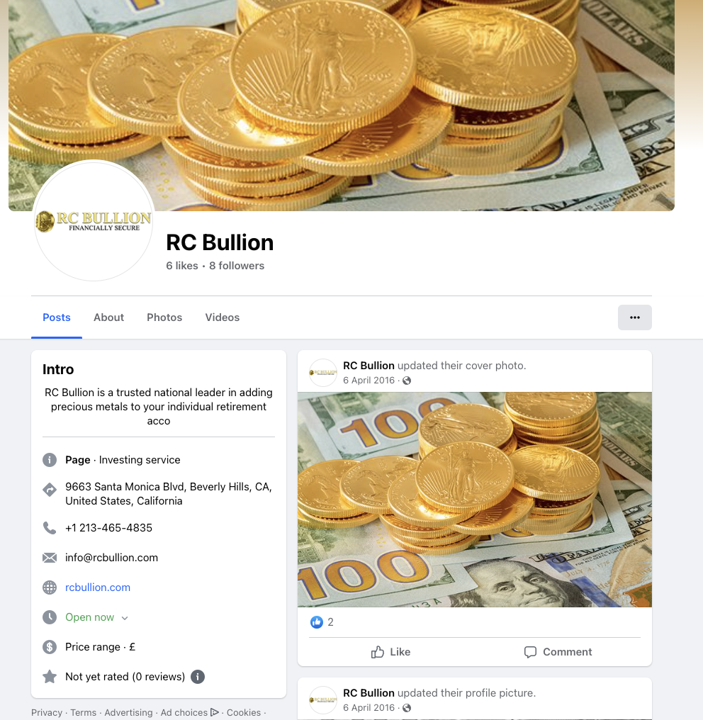 RC Bullion social media reviews