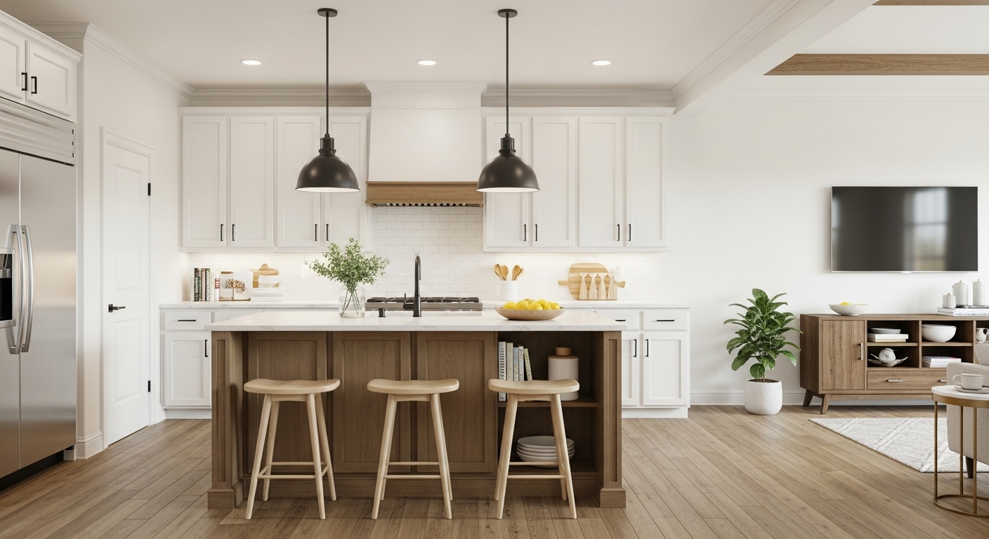 Open-Concept with Functional Design of kitchen island 