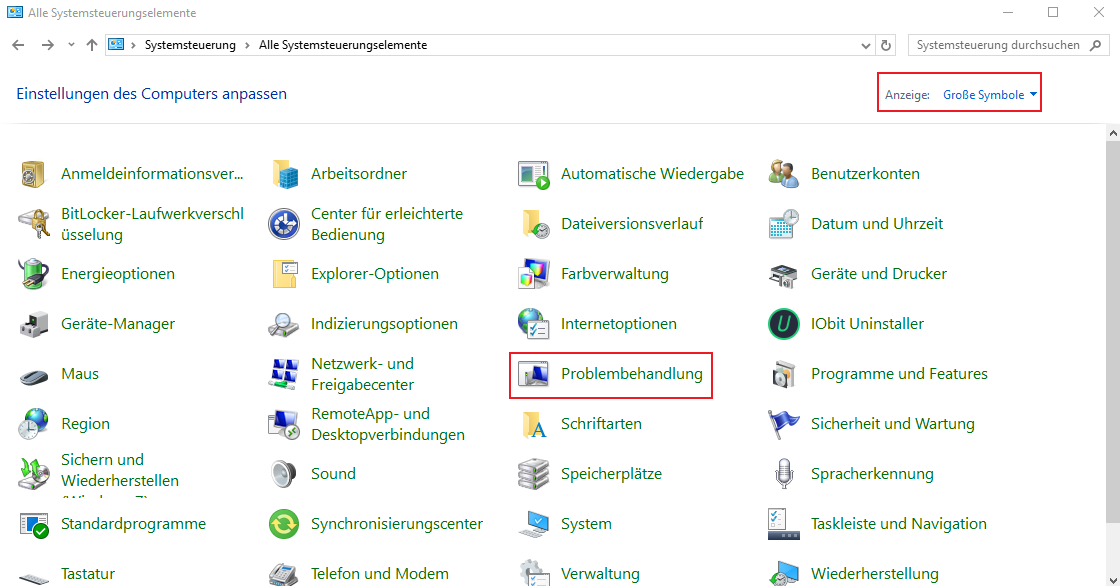 Windows-Problembehandlung ausführen