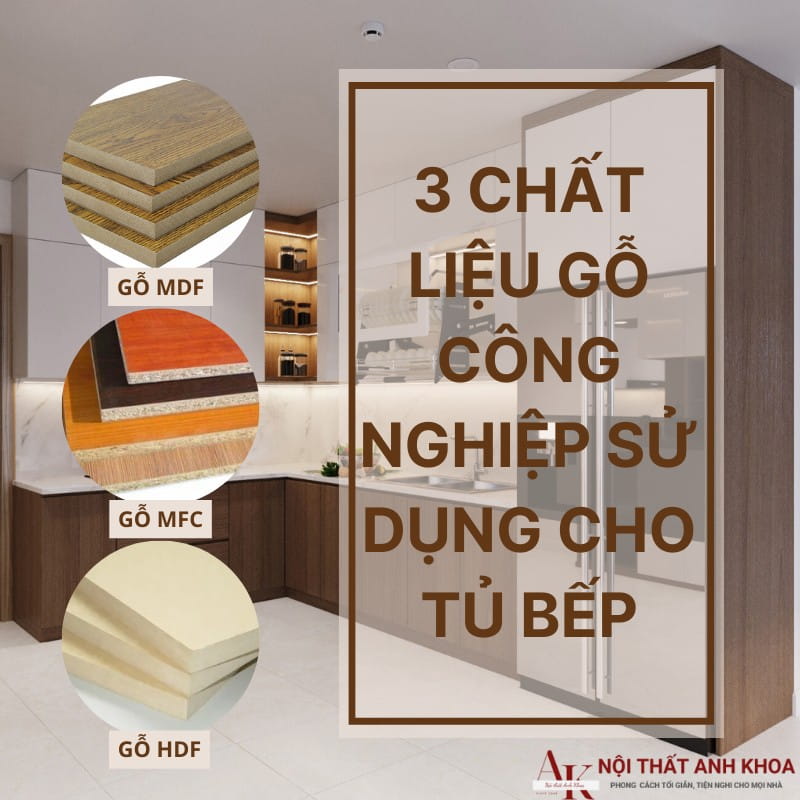 3 loại chất liệu sản xuất tủ bếp