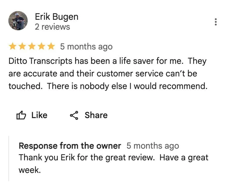 Erik's testimonial