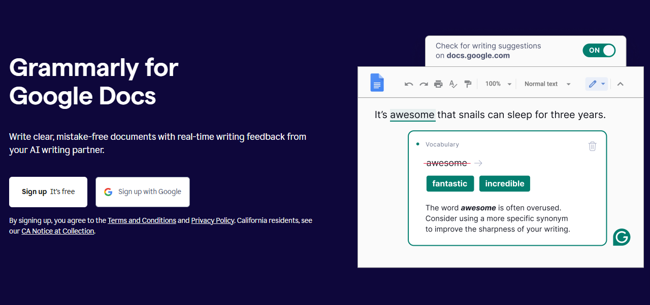 Grammarly Docs Page