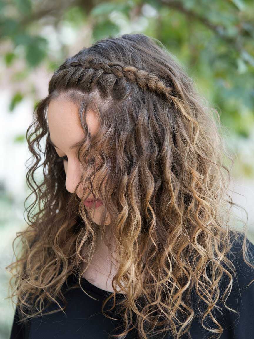 19. Waterfall Braid for Curly Hair