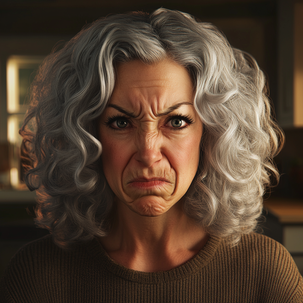 A senior woman frowning | Source: Midjourney