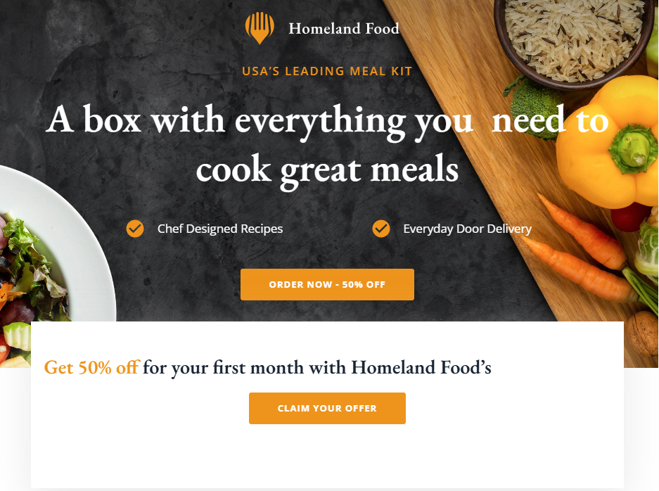 Image of a click-through landing page showing two actionable CTAs