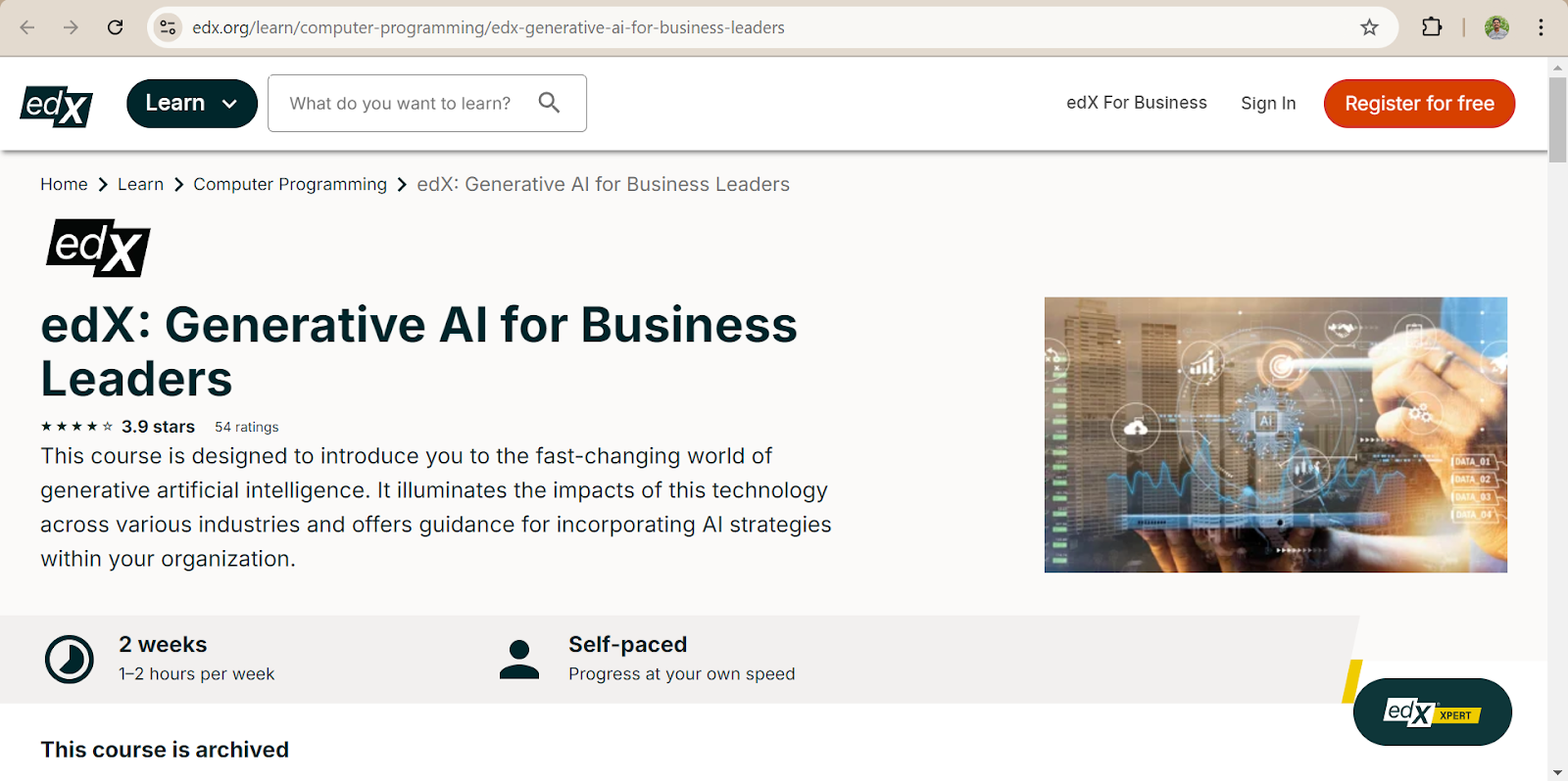 edX: Generative AI for Business Leaders