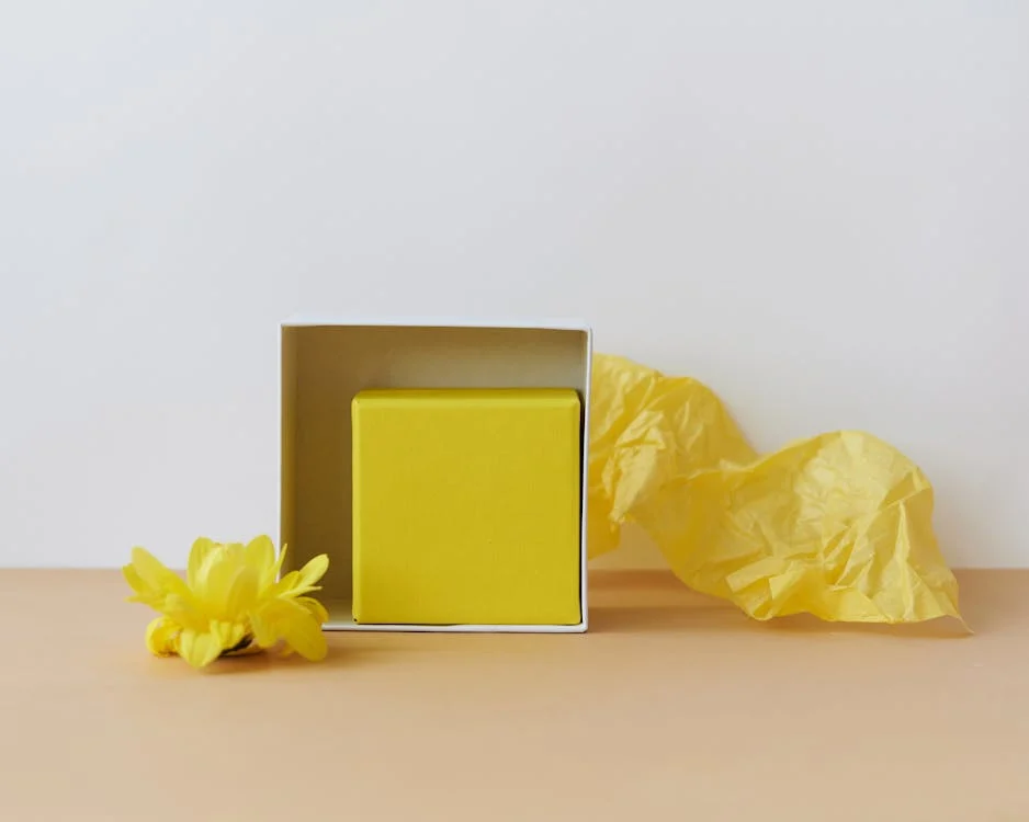 yellow tissue paper shaped into a flower