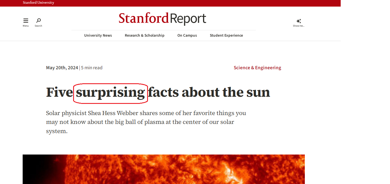 Stanford article with emotional headline word 'surprising'