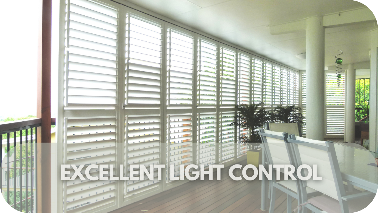 Enjoy superior light control with plantation shutters.