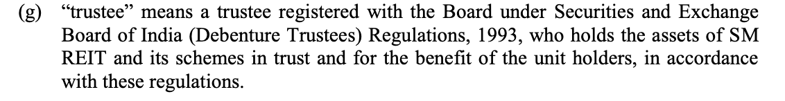 Definition of "Trustee" as per the SM REITs regulations