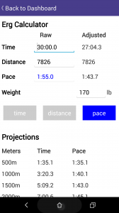 Concept2 Erg Calculator