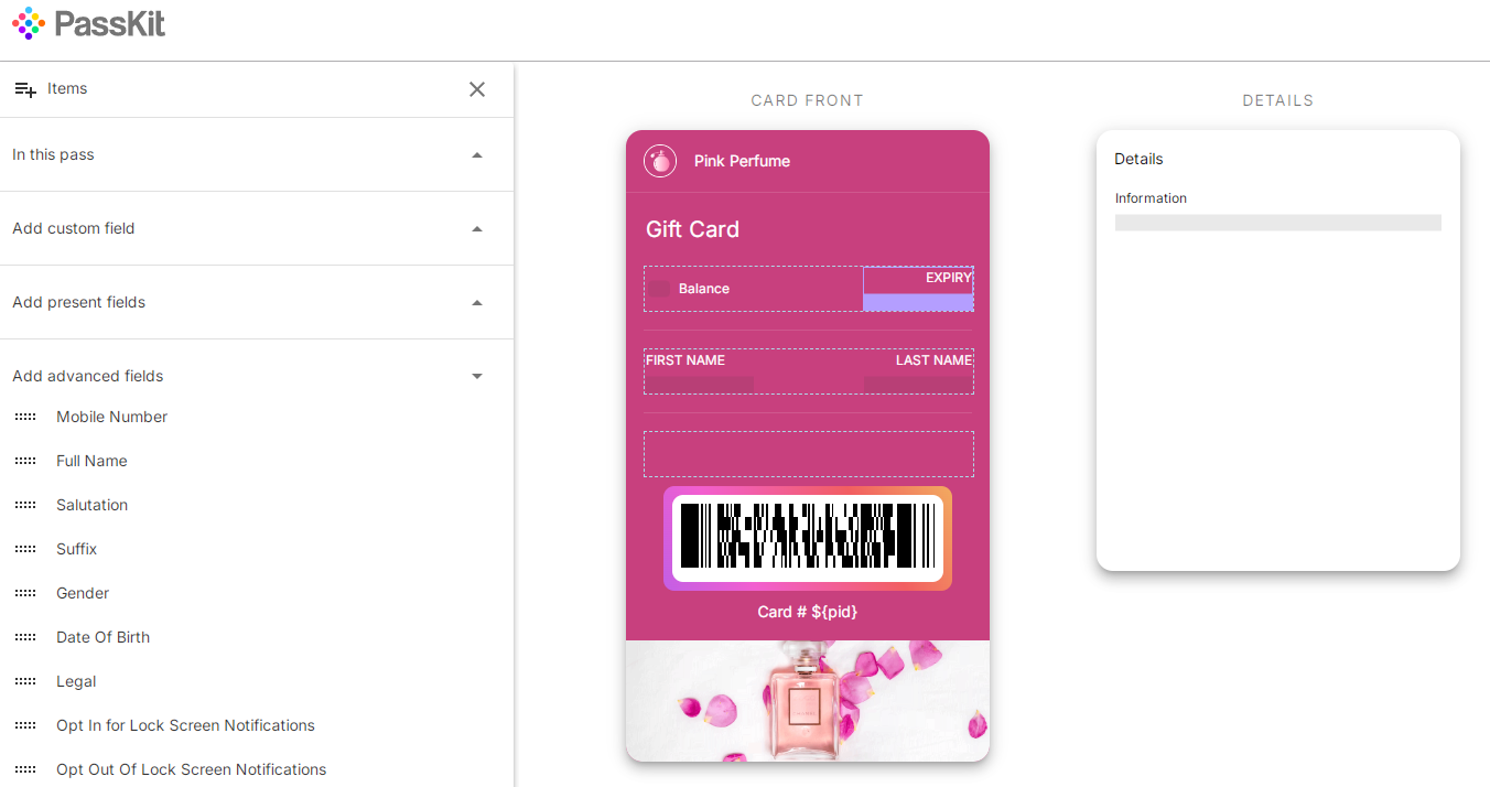 passkit gift card tracking software - admin dashboard