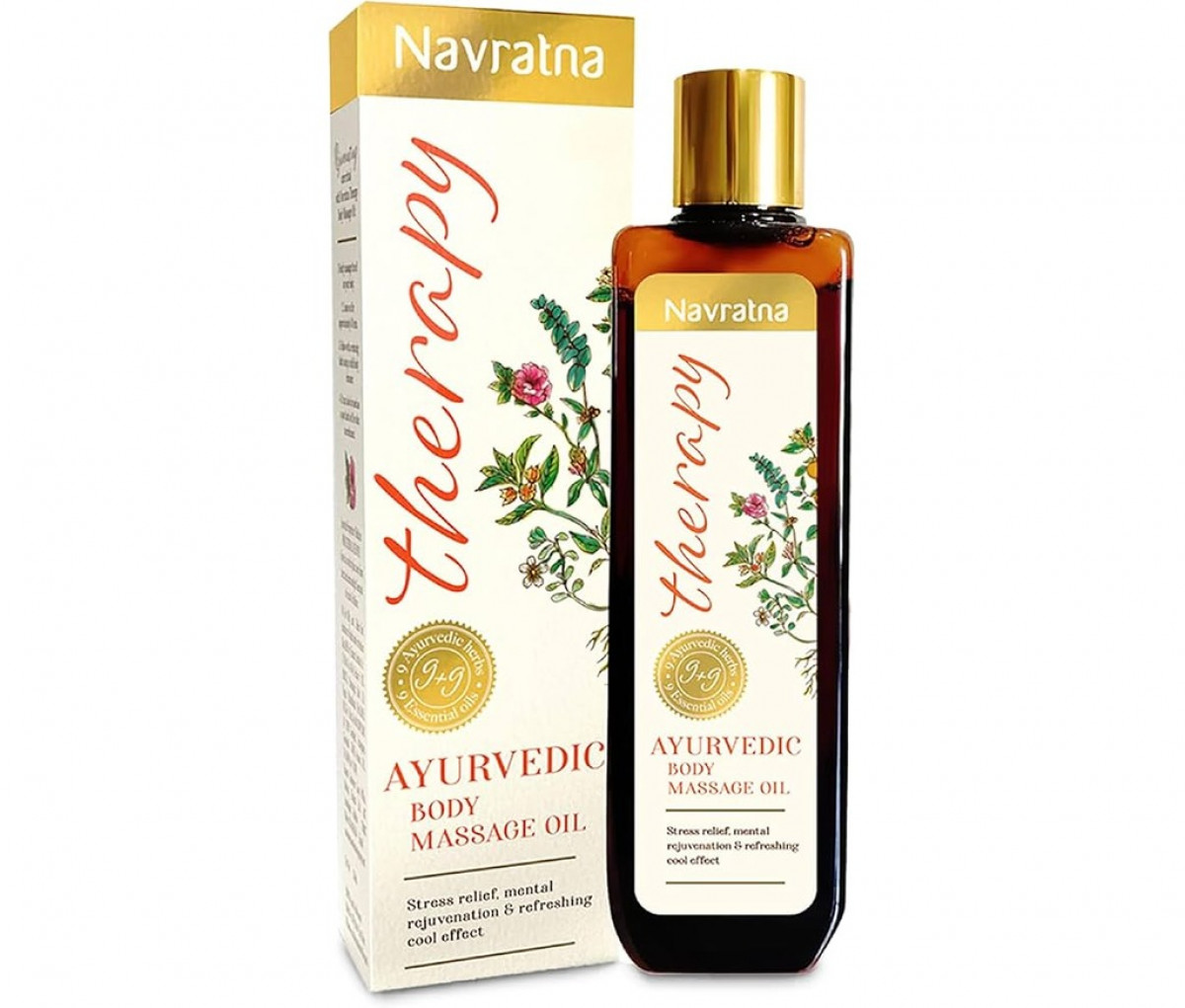 Buy Ayurvedic Massage Oils for Relaxation and Relief - Image of Navratna Therapy Ayurvedic Body Massage Oil