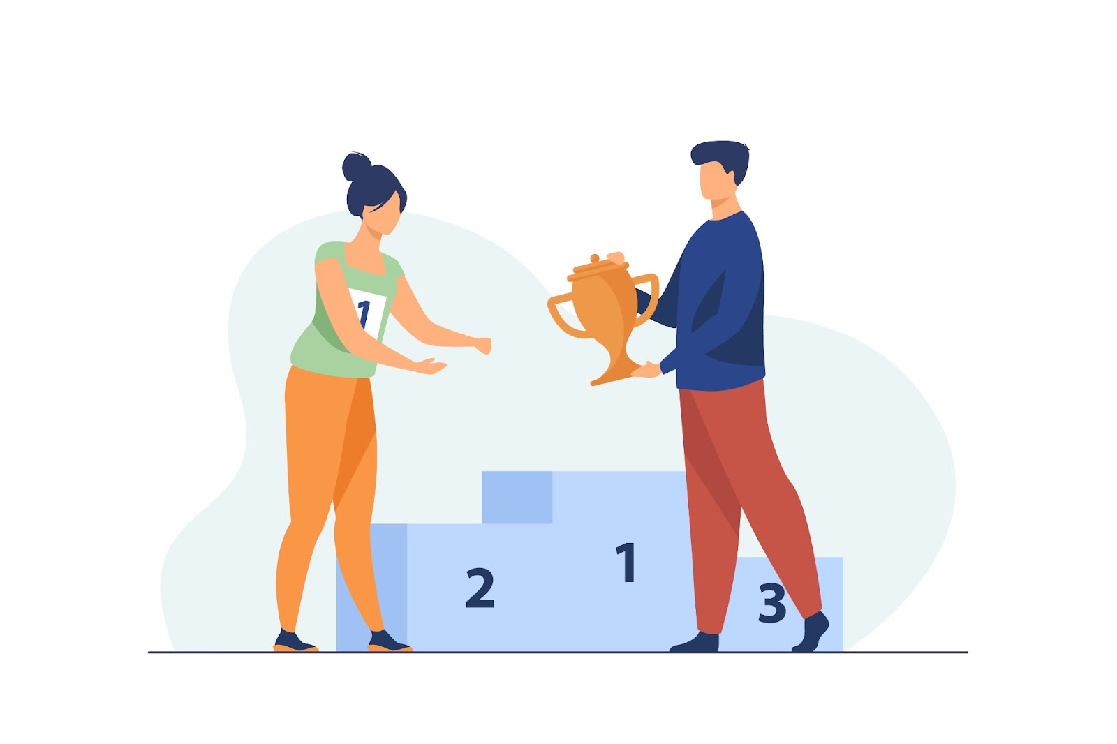 Image showing the end of a competition with prize distribution and ranking, symbolizing the pressure of imposter syndrome to win and do everything perfectly.