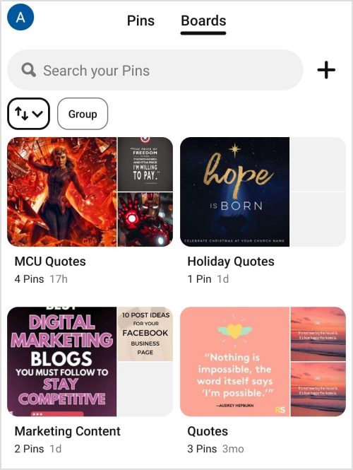 delete pinterest board via app