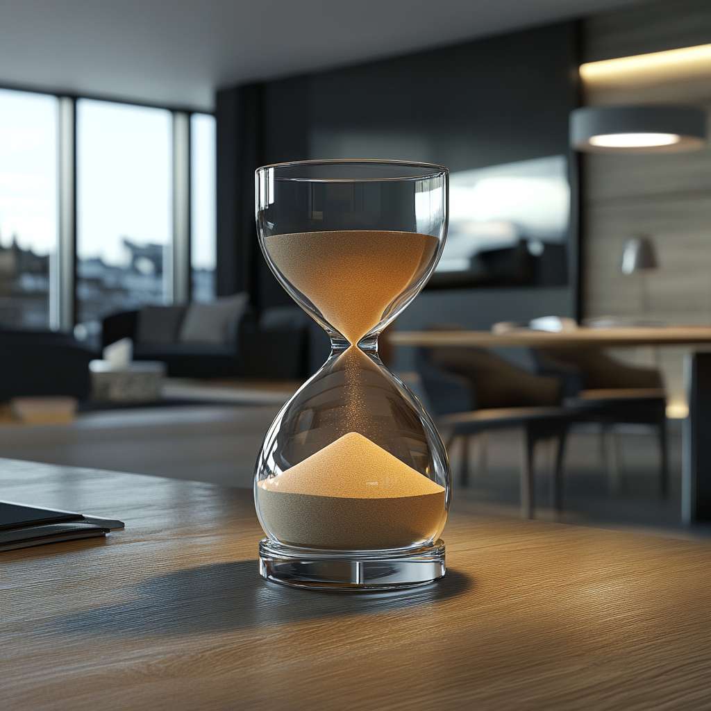 An hourglass symbolizes a time limit.