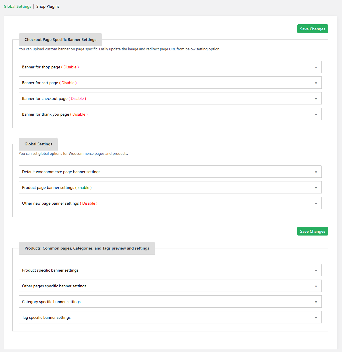 plugin settings