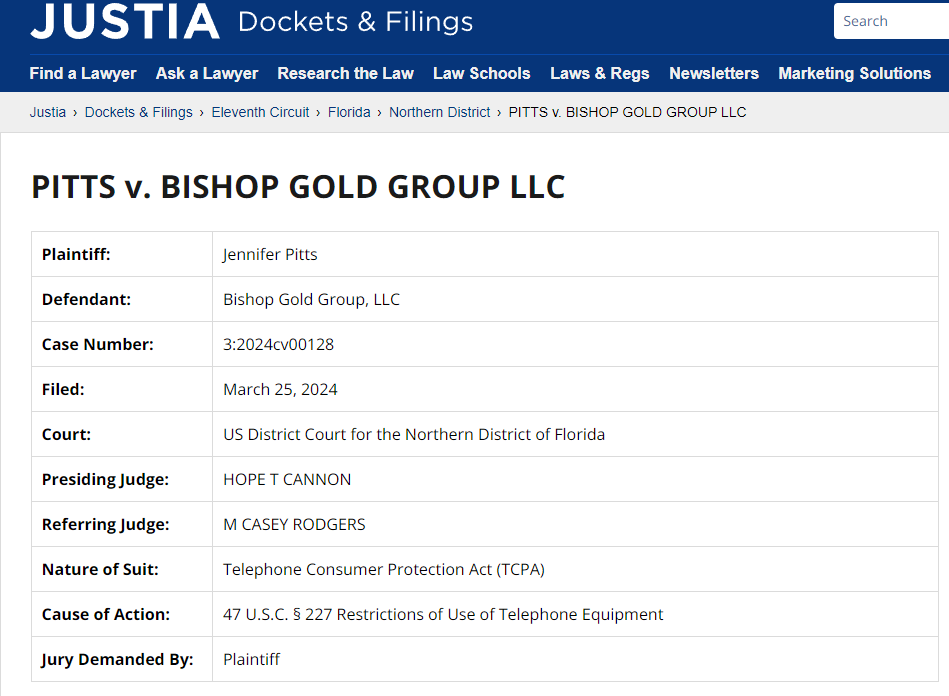 Bishop Gold Group lawsuit