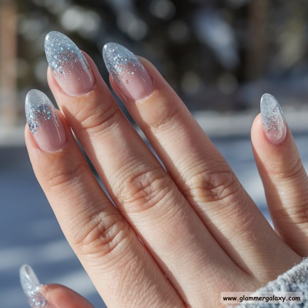 Classy Winter Nails having Frosted Glacier Nails
