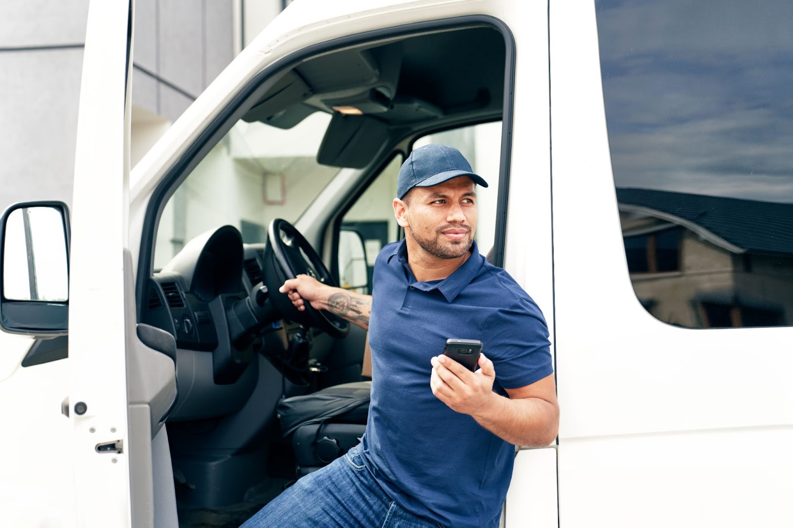Man and van on his phone