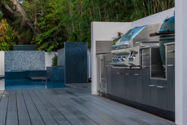 ways to create your dream outdoor kitchen composite decking with bbq area and pool custom built michigan