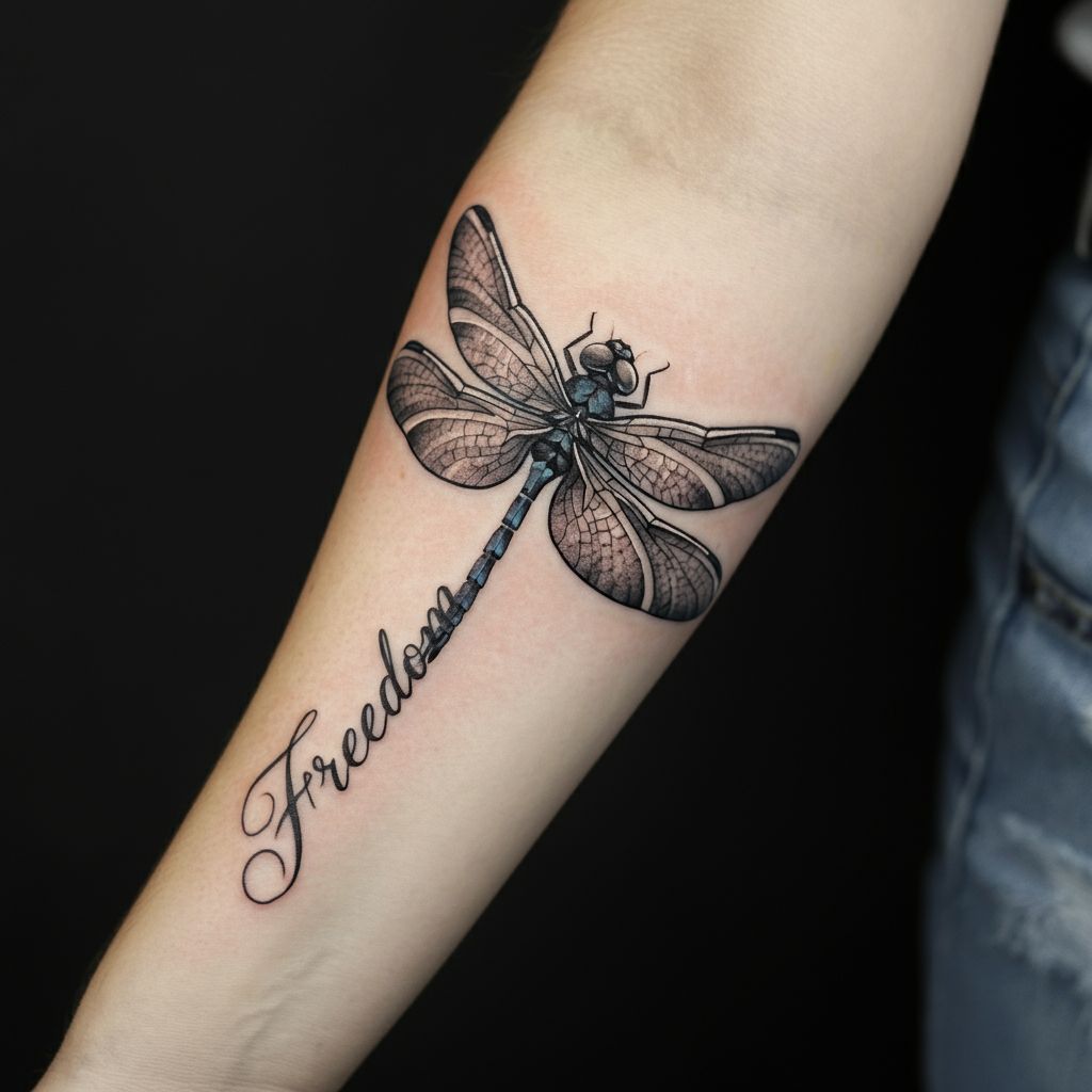 Dragonfly Tattoo with Words