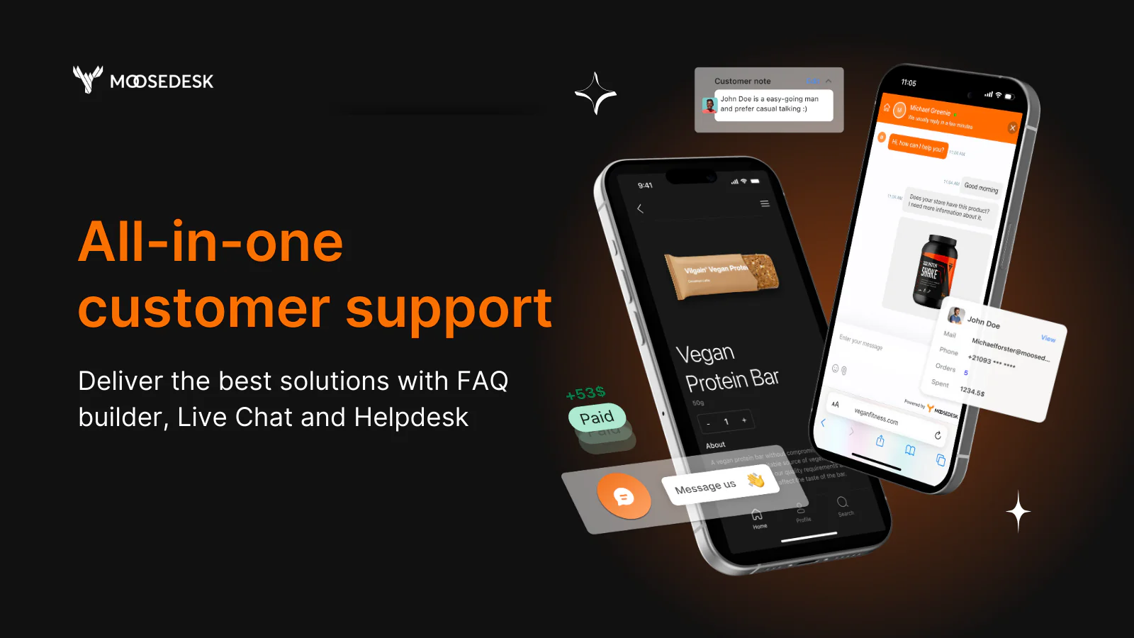 MooseDesk is a free LiveChat, FAQ & Helpdesk app that combines several key support functions. 