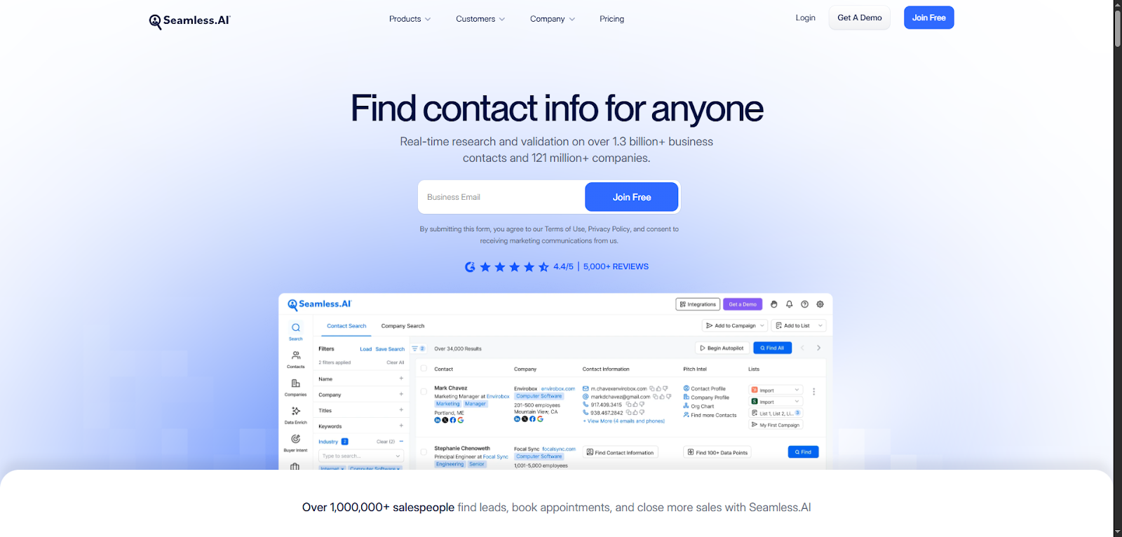 sales lead databases and one of them - seamless.ai