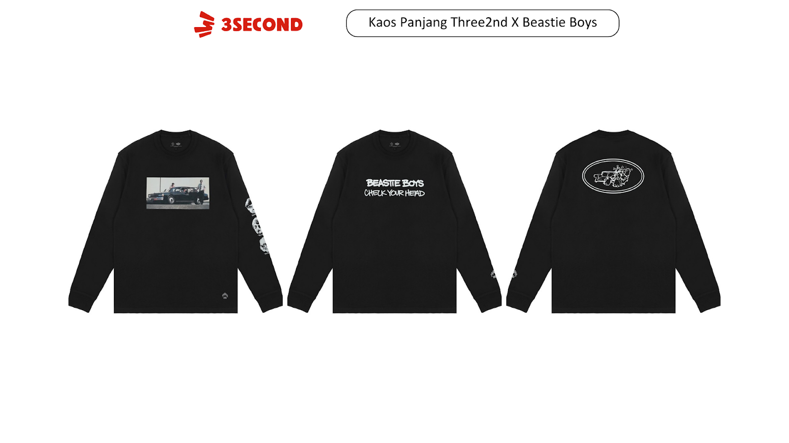 Kaos Lengan Panjang Three2nd X Beastie Boys