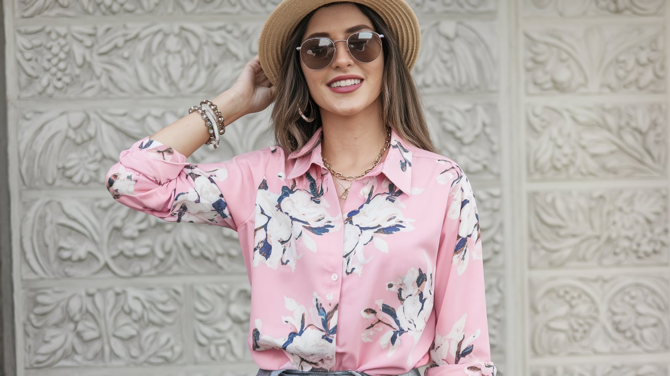 Happy Days Shirt Pink with Flowers