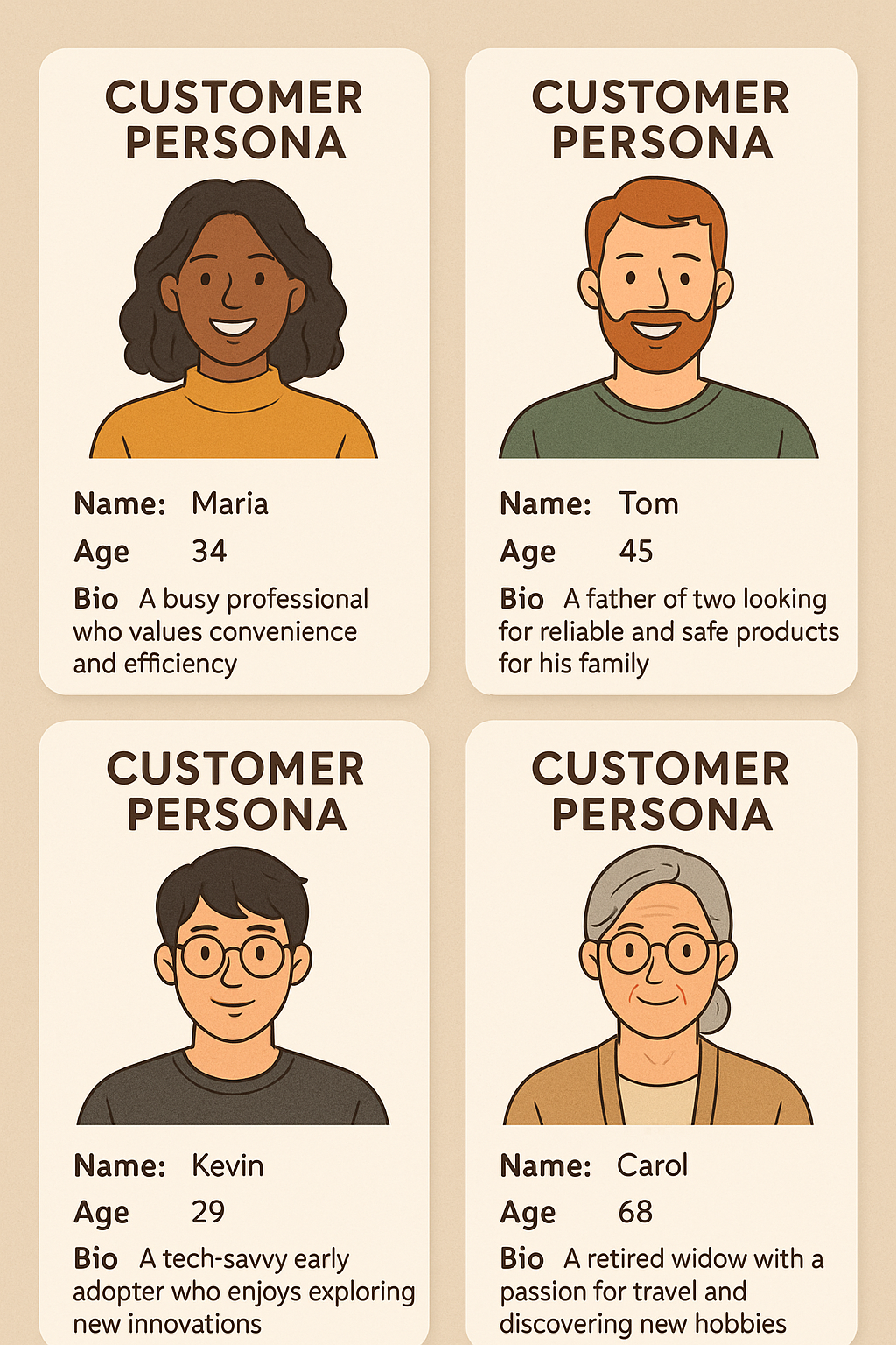 A diverse set of customer personas