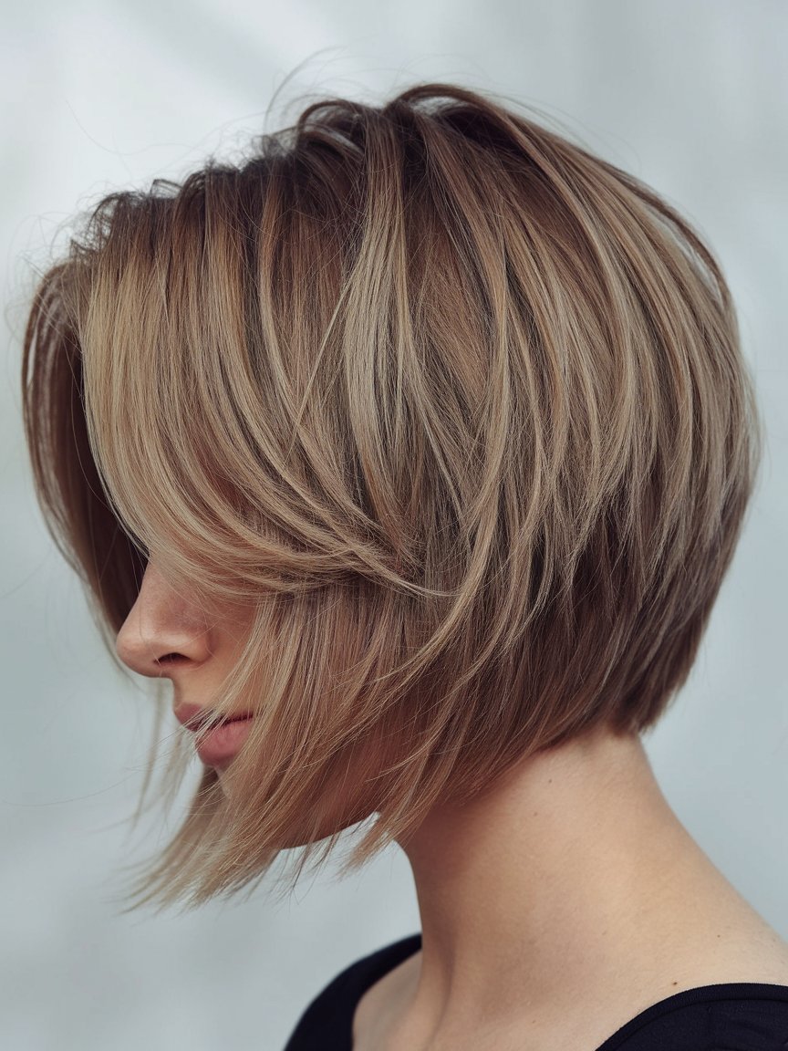 30. Short Tousled Bob with Elongated Front