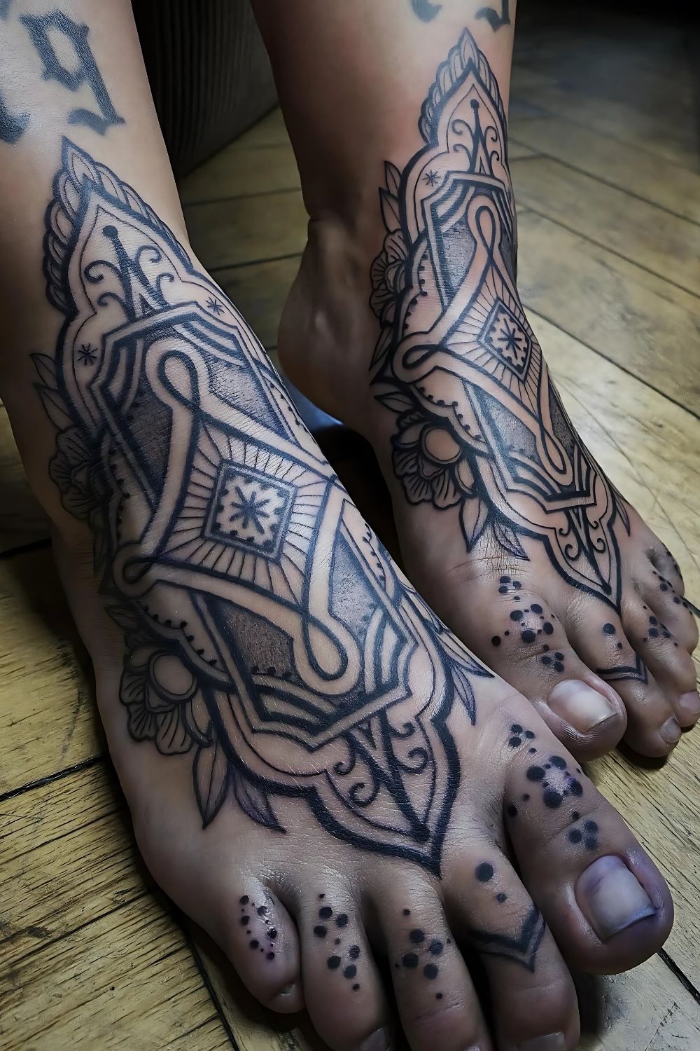 Blackwork Toe Tattoos