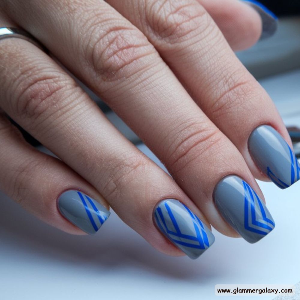 Winter Gray Nails having Refreshing Gray & Blue Mix
